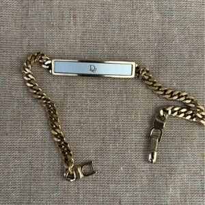 Christian Dior logo-plaque chain bracelet- Authentic